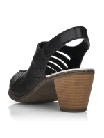 Dámské pohodlné kožené sandály na podpatku Rieker 40959-00