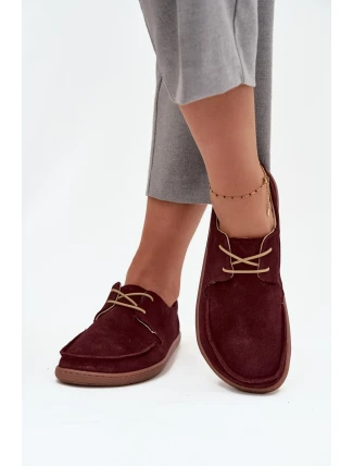 Dámské polobotky typu barefoot z přírodního semiše Zazoo – bordó