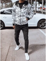 Pánská mikina na zip s kapucí bílá FashionStreet BX5788