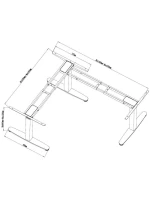 Vybavení rámu stolu trojitým elektromotorem ve tvaru L s nosností 150 kg Vybavení rámu stolu trojitým elektromotorem ve tvaru L s nosností 150 kg