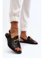 Kožené ploché sandály Zazoo 2898 černé