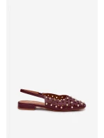 Zdobené Baleríny Na Plochém Podpatku Bordové Nilarisela