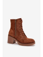 Zateplené dámské kotníkové boty s šněrováním a zipy Camel Paressa