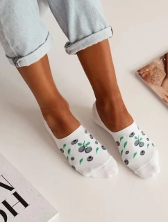 Dámské mikro-kotníkové bavlněné ponožky Jahody – bílé