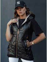 Dámská prošívaná vesta s kapucí GLITZY černá FashionStreet TY4447