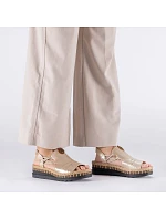 Dámské zlaté sandály Rieker na klínku V7972-60