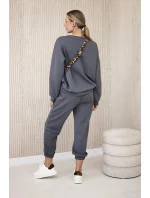 Komplet teplákové + kalhoty máslová látka grafit Komplet teplákové + kalhoty máslová látka grafit