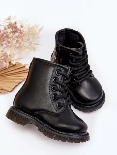 Dětské Kožené Kozačky Se Zipem Černe Omua