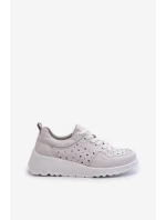 Dámské lodičky na klínku z přírodní kůže světle šedé S.Barski LR482