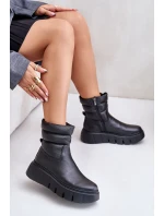 Zazoo 60512 Dámské Kožené Boty na Zip S Teplou Filcovou Podšívkou Černé