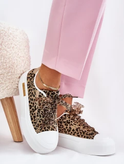 Dámské Tenisky Na Masivní Platformě S Ozdobným Šněrováním Leopardí Hnědé Zidora
