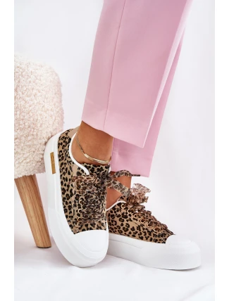 Dámské Tenisky Na Masivní Platformě S Ozdobným Šněrováním Leopardí Hnědé Zidora