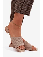 Materiálové dámské pantofle na plochém podpatku tmavě béžové Belissea