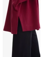 B306 Pletená mikina uvolněného střihu - vínová