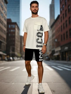 Pánská bílá souprava s potiskem FashionStreet AX0800