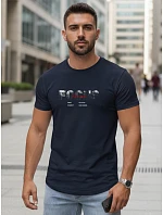 Pánské tričko s velkým nápisem, bavlněné, tmavě modré, FashionStreet NX5137R