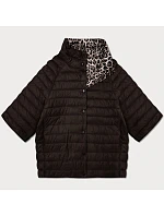 Oboustranná dámská bunda plus size s 3/4 rukávy Goodlookin chocolate/panther (M6-6308-103)