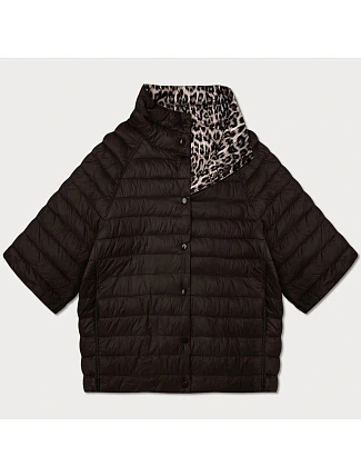 Oboustranná dámská bunda plus size s 3/4 rukávy Goodlookin chocolate/panther (M6-6308-103)