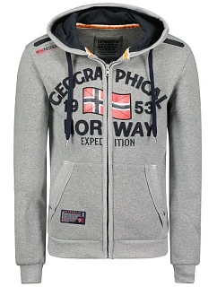 Pánská mikina s kapucí Geographical Norway Flag DB MEN 054, šedá (WW6088H/GN/Blended Grey)