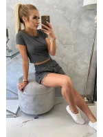 Bavlněná souprava s kraťasy grafitová