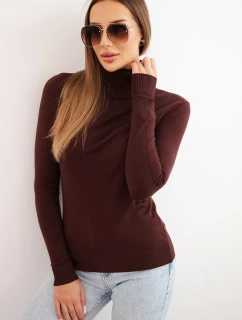 Dámský svetr z viskózy s rolákem a dlouhým rukávem hnědý