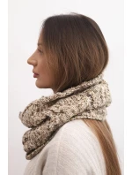 Dámský pletený měkký melírovaný zimní šál KN25 tmavě béžový