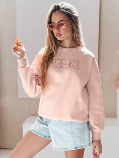 Dámská oversize mikina s výšivkou EASYJOY růžová FashionStreet BY1513