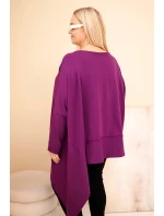 Dámská tunika Plus Size z bavlny s asymetrickým spodním lemem tmavě fialová