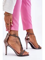 Elegantní Sandály Na Vysokém Podpatku Se Kamínky stříbrne Jenesis