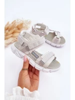 Dětské Sandály Na Zip Big Star LL374201 Bílo-Stříbrné Dětské Sandály Na Zip Big Star LL374201 Bílo-Stříbrné