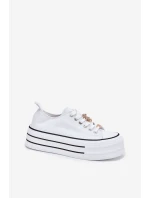 Dámské Tenisky Na Platformě Se Zlatými Doplňky Bílé Fiorina