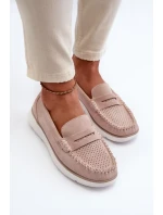 Sergio Leone Béžové semišové mokasíny na platformě