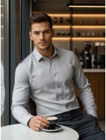 Pánská elegantní košile světle šedá FashionStreet DX2434