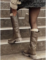 Dámské dlouhé hnědé boty KICKBOOT FashionStreet ZY0500 Dámské dlouhé hnědé boty KICKBOOT FashionStreet ZY0500