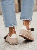 Dámské semišové tenisky s ozdobnými lodičkami béžové FashionStreet ZY1411