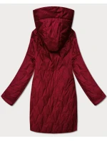 Pikowana kurtka damska z asymetrycznym dołem Goodlookin ciemny czerwony (B8592-27)