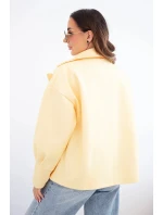 Dámská krátká dvouřadá bunda s límcem žlutá