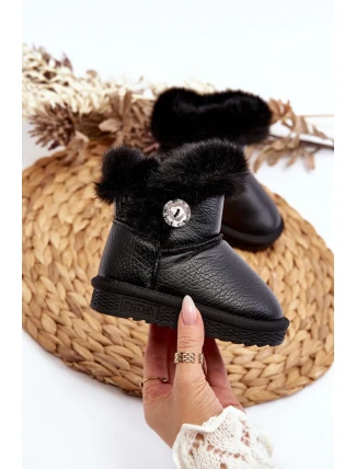 Zateplené sněhové boty s kožešinou černé Bessie
