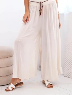 Dámské kalhoty z viskózy se širokými nohavicemi světle béžová