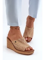 Dámské pantofle na podpatku Sergio Leone KL213 Beige