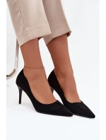 Dámské lodičky z eko semiše Černé Elvessa