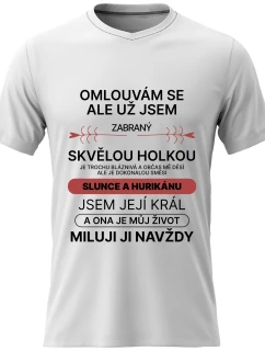 Pánské bavlněné tričko s potiskem - ZABRANÝ SKVĚLOU HOLKOU - bílé 