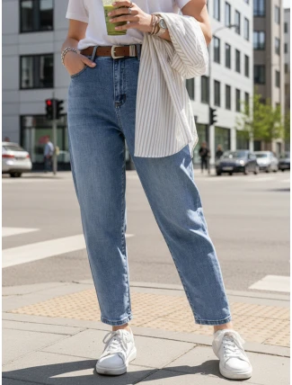 Dámské džínové kalhoty s páskem FashionStreet UY2885