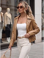 Dámská kožená bunda ve stylu Ramones v béžové barvě FashionStreet TY5714 Dámská kožená bunda ve stylu Ramones v béžové barvě FashionStreet TY5714