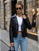 Dámská bunda ve stylu Ramones z ekologické kůže, černá, FashionStreet TY5730 Dámská bunda ve stylu Ramones z ekologické kůže, černá, FashionStreet TY5730