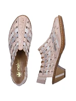 Dámské kožené pohodlné elastické polobotky na podpatku Rieker 46778-64