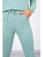 Sada s knoflíkovým výstřihem tmavě mátová