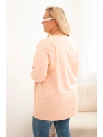 Dámská blůza Plus Size bavlněná s kulatým výstřihem meruňková