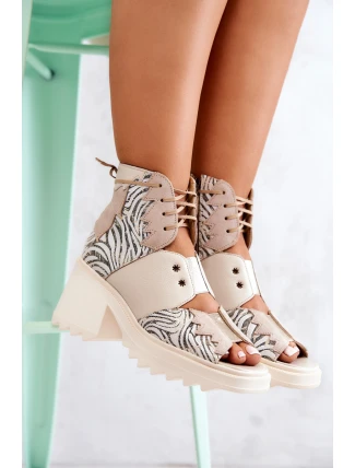 Kožené kozačky Maciejka 05321-04 Béžová