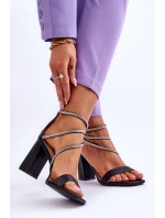 Módní sandály se zirkony černé Carma